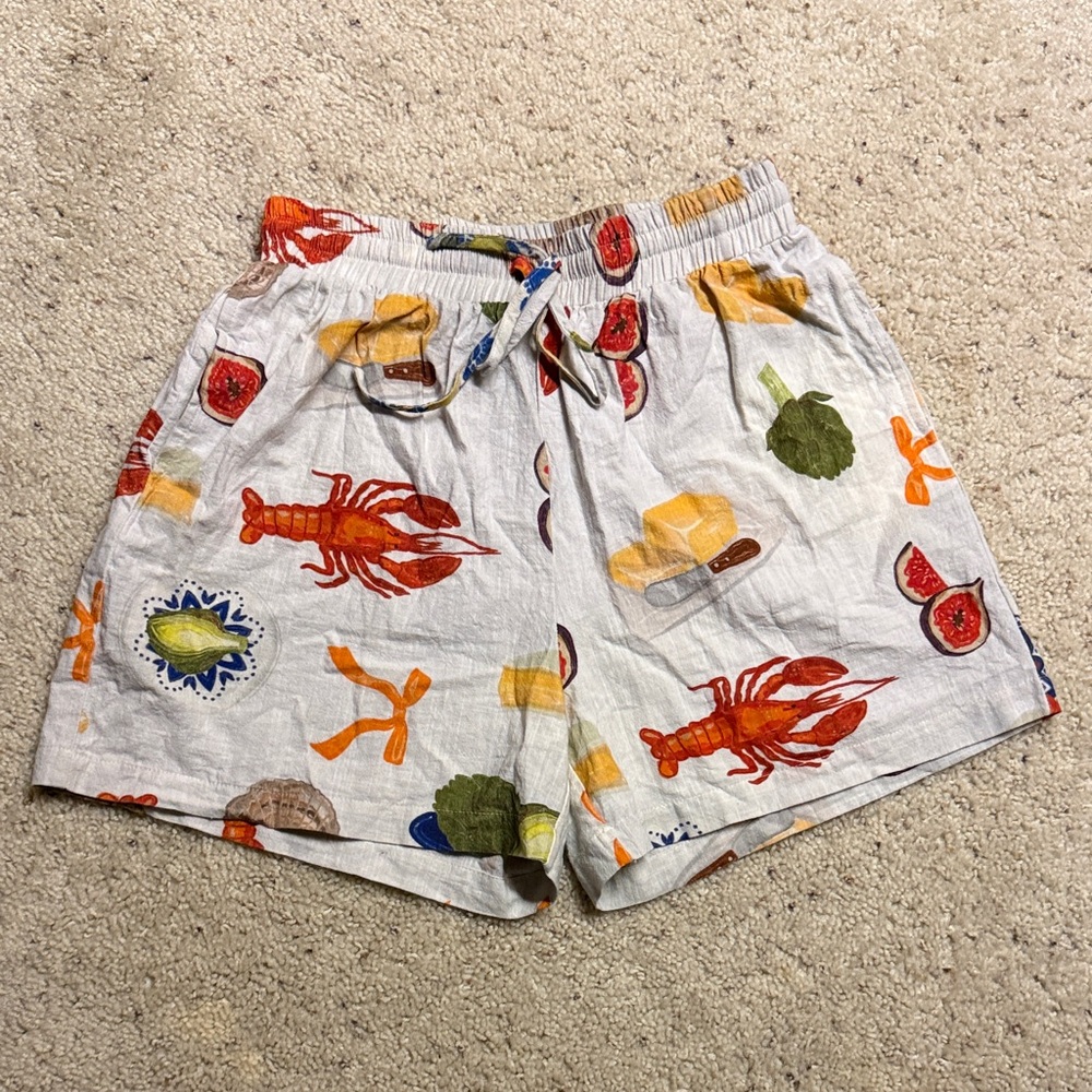 Lobster Print Shorts with Drawstring